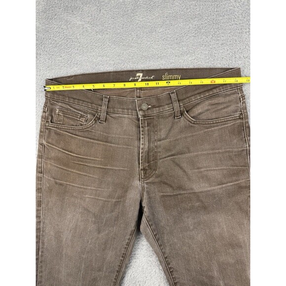 7 for all mankind SLIMMY Mens Brown Stone Washed Jeans 36/31 - Picture 6 of 9